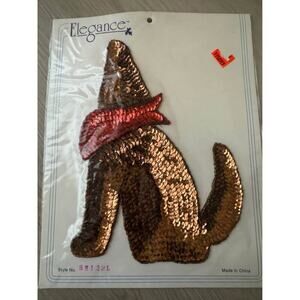 New Vintage Elegance Large Coyote Howling Western Desert Sequin Applique Patch
